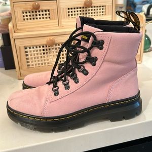Women’s pink suede Doc, Martin boots